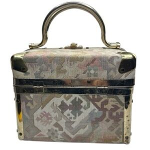 Vintage Delill Box Purse 1950s Brocade Tapestry Train Case Made in Italy